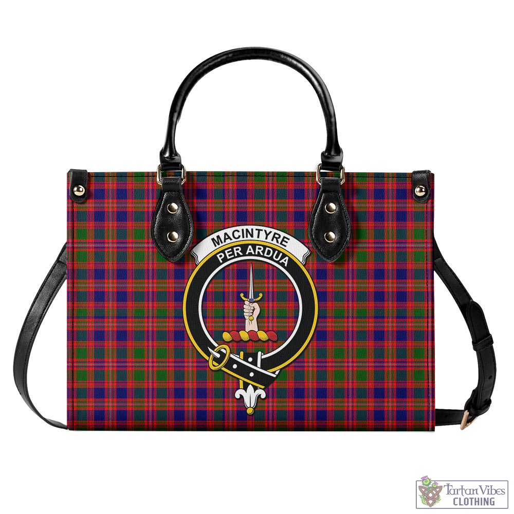 Tartan Vibes Clothing MacIntyre Modern Tartan Luxury Leather Handbags with Family Crest