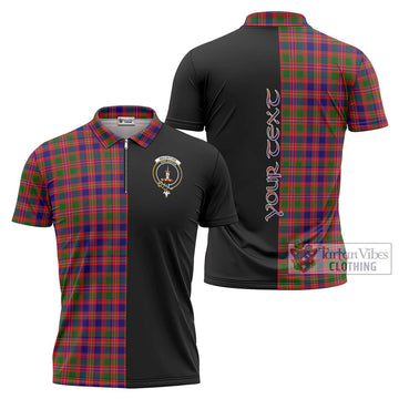 MacIntyre Modern Tartan Zipper Polo Shirt with Family Crest and Half Of Me Style