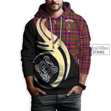 MacIntyre Modern Tartan Hoodie with Family Crest and Celtic Symbol Style