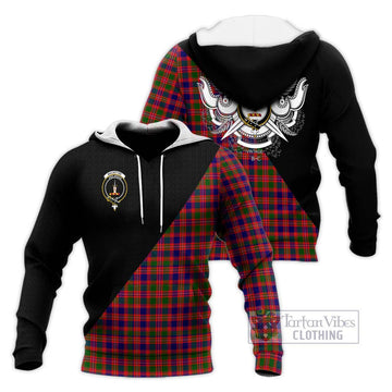 MacIntyre Modern Tartan Knitted Hoodie with Family Crest and Military Logo Style