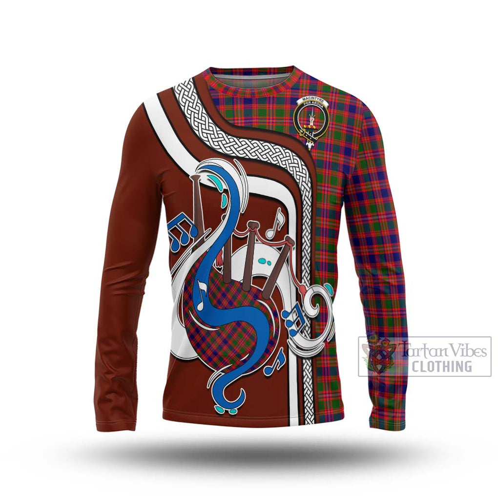 Tartan Vibes Clothing MacIntyre Modern Tartan Long Sleeve T-Shirt with Epic Bagpipe Style