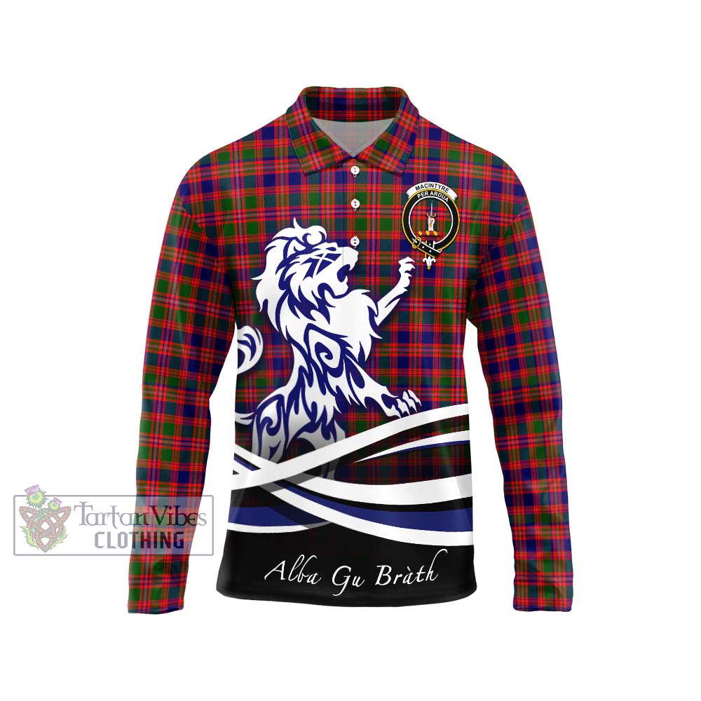 MacIntyre Modern Tartan Long Sleeve Polo Shirt with Alba Gu Brath Regal Lion Emblem Unisex - Tartanvibesclothing Shop