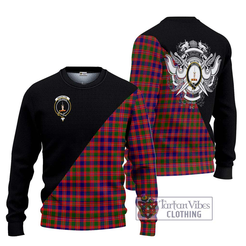 MacIntyre Modern Tartan Knitted Sweater with Family Crest and Military Logo Style Unisex - Tartanvibesclothing Shop