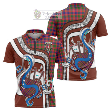 MacIntyre Modern Tartan Zipper Polo Shirt with Epic Bagpipe Style