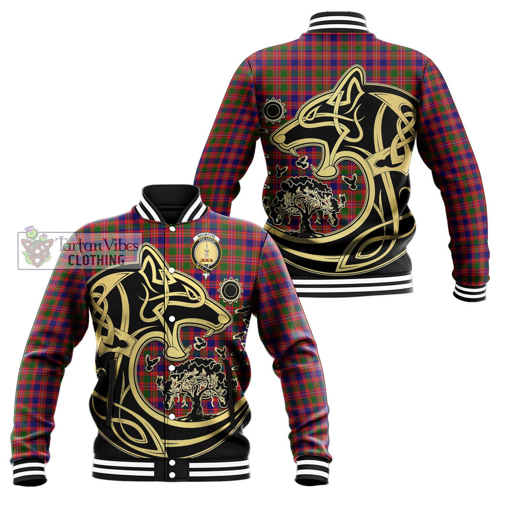 MacIntyre Modern Tartan Baseball Jacket with Family Crest Celtic Wolf Style Unisex - Tartan Vibes Clothing