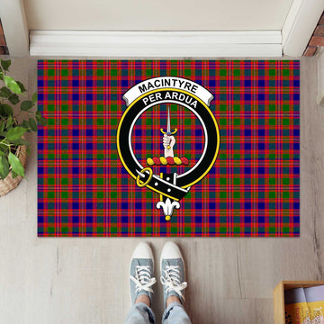 MacIntyre Modern Tartan Door Mat with Family Crest