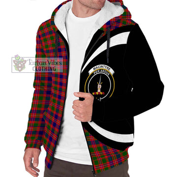 MacIntyre Modern Tartan Sherpa Hoodie with Family Crest Circle Style