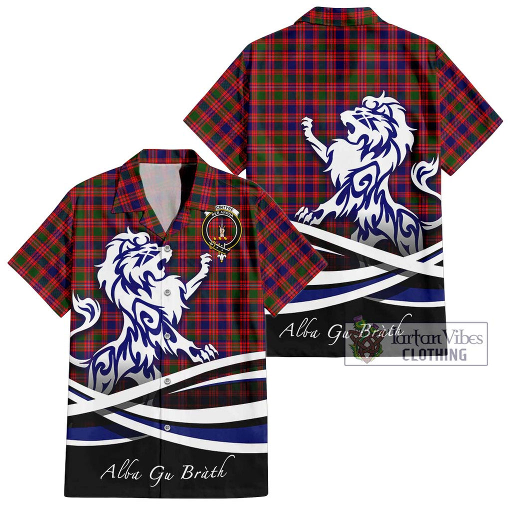 MacIntyre Modern Tartan Short Sleeve Button Shirt with Alba Gu Brath Regal Lion Emblem Kid - Tartanvibesclothing Shop