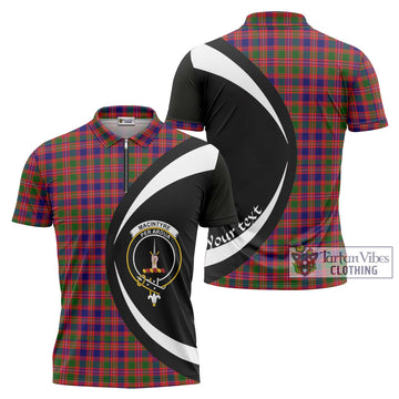 MacIntyre Modern Tartan Zipper Polo Shirt with Family Crest Circle Style