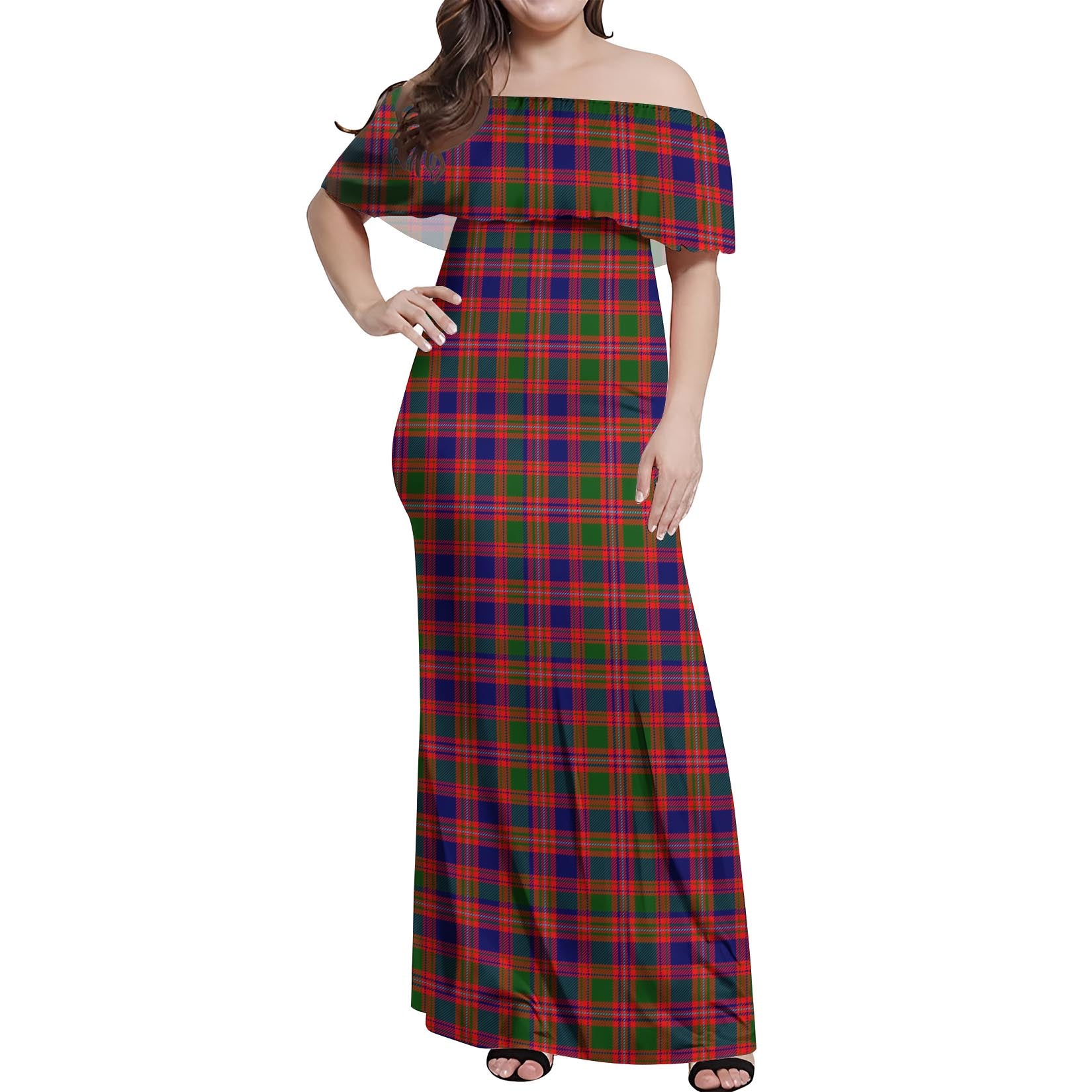 MacIntyre Modern Tartan Off Shoulder Long Dress Women's Dress - Tartanvibesclothing