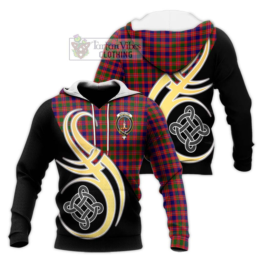 MacIntyre Modern Tartan Knitted Hoodie with Family Crest and Celtic Symbol Style Unisex Knitted Pullover Hoodie - Tartan Vibes Clothing