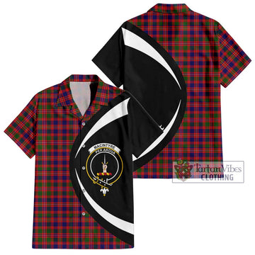 MacIntyre Modern Tartan Short Sleeve Button Up with Family Crest Circle Style