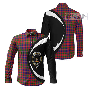 MacIntyre Modern Tartan Long Sleeve Button Up with Family Crest Circle Style