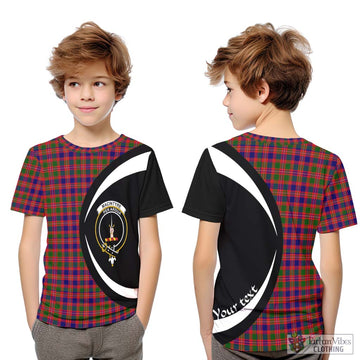 MacIntyre Modern Tartan Kid T-Shirt with Family Crest Circle Style