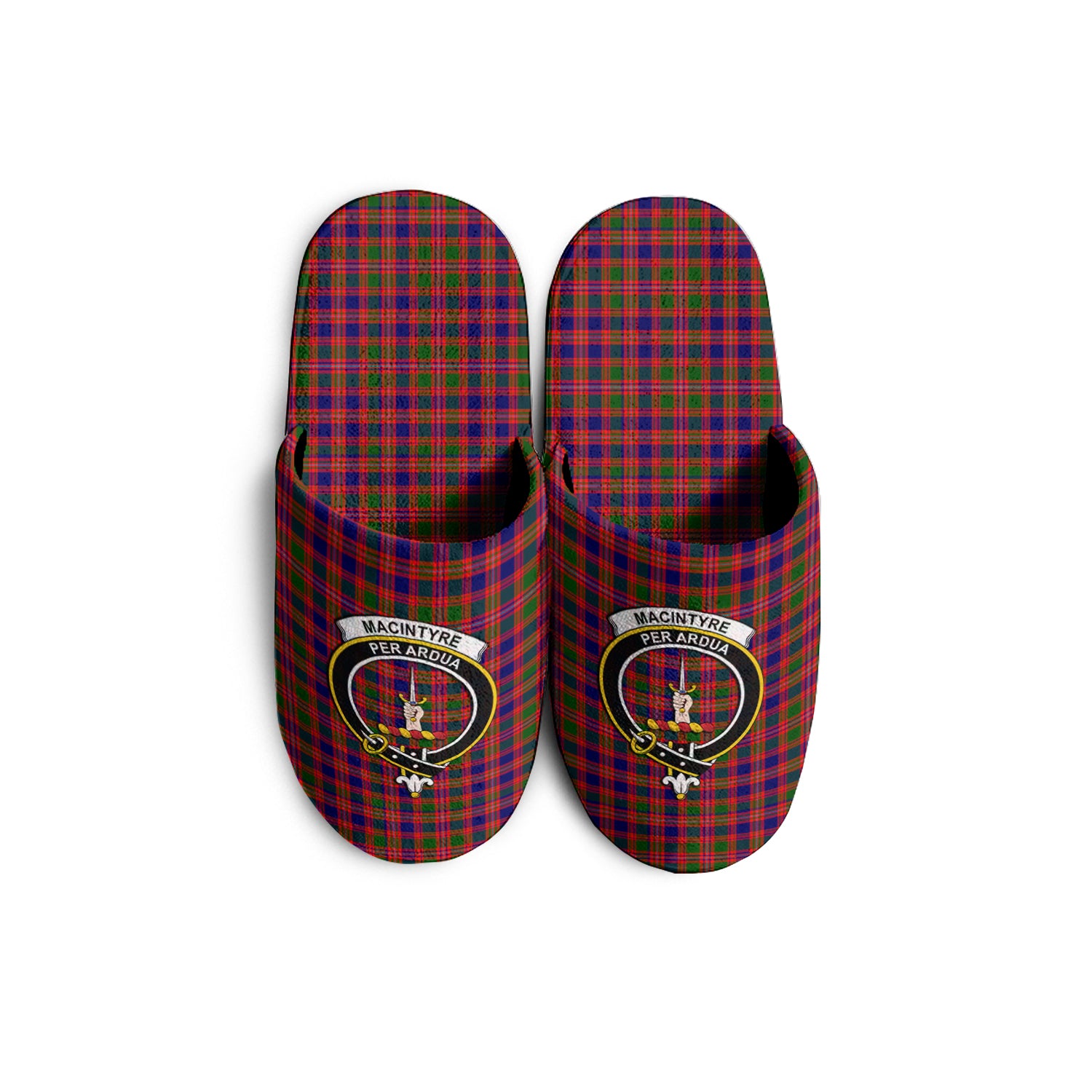 MacIntyre Modern Tartan Home Slippers with Family Crest - Tartanvibesclothing