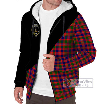 MacIntyre Modern Tartan Sherpa Hoodie with Family Crest and Military Logo Style