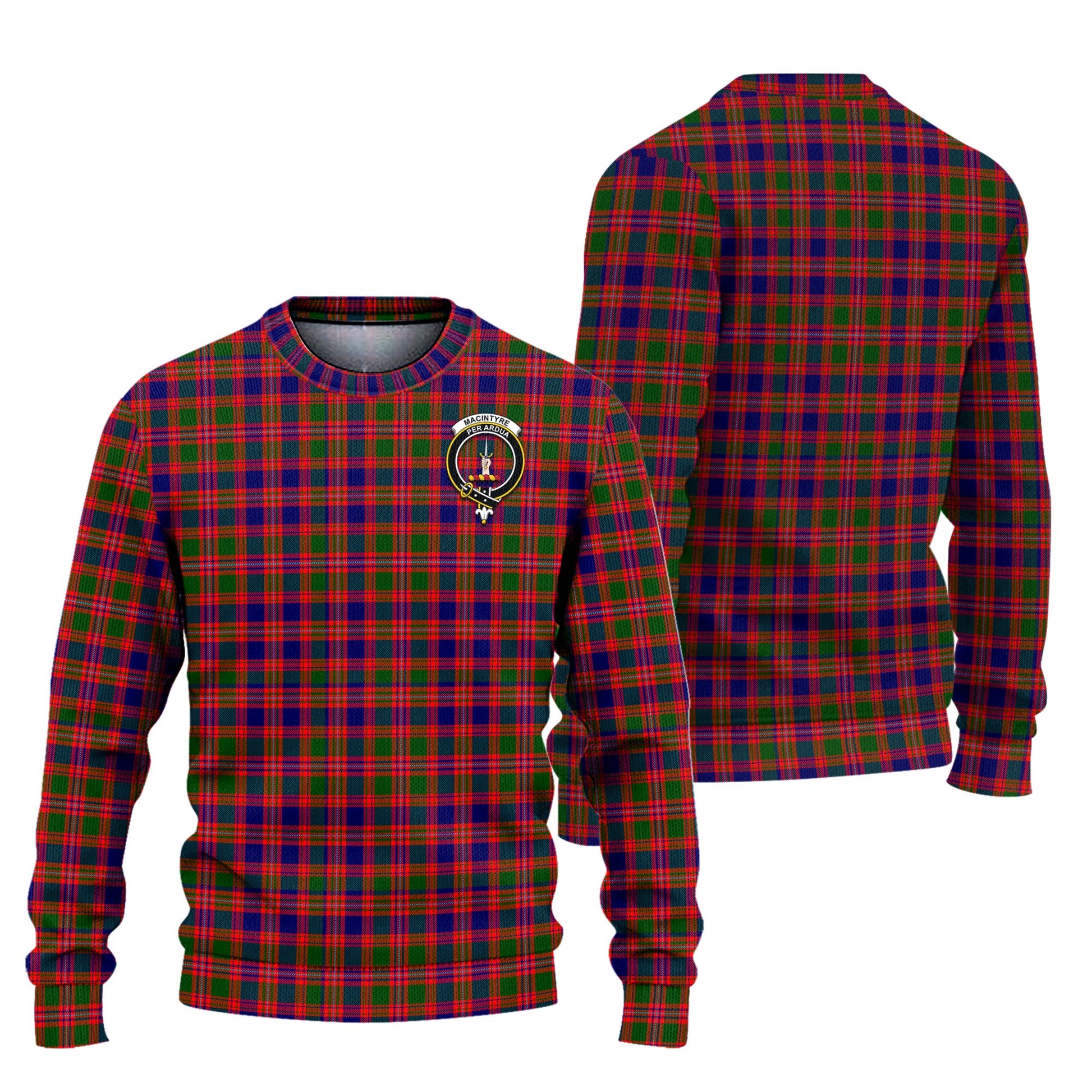 MacIntyre Modern Tartan Knitted Sweater with Family Crest Unisex - Tartanvibesclothing