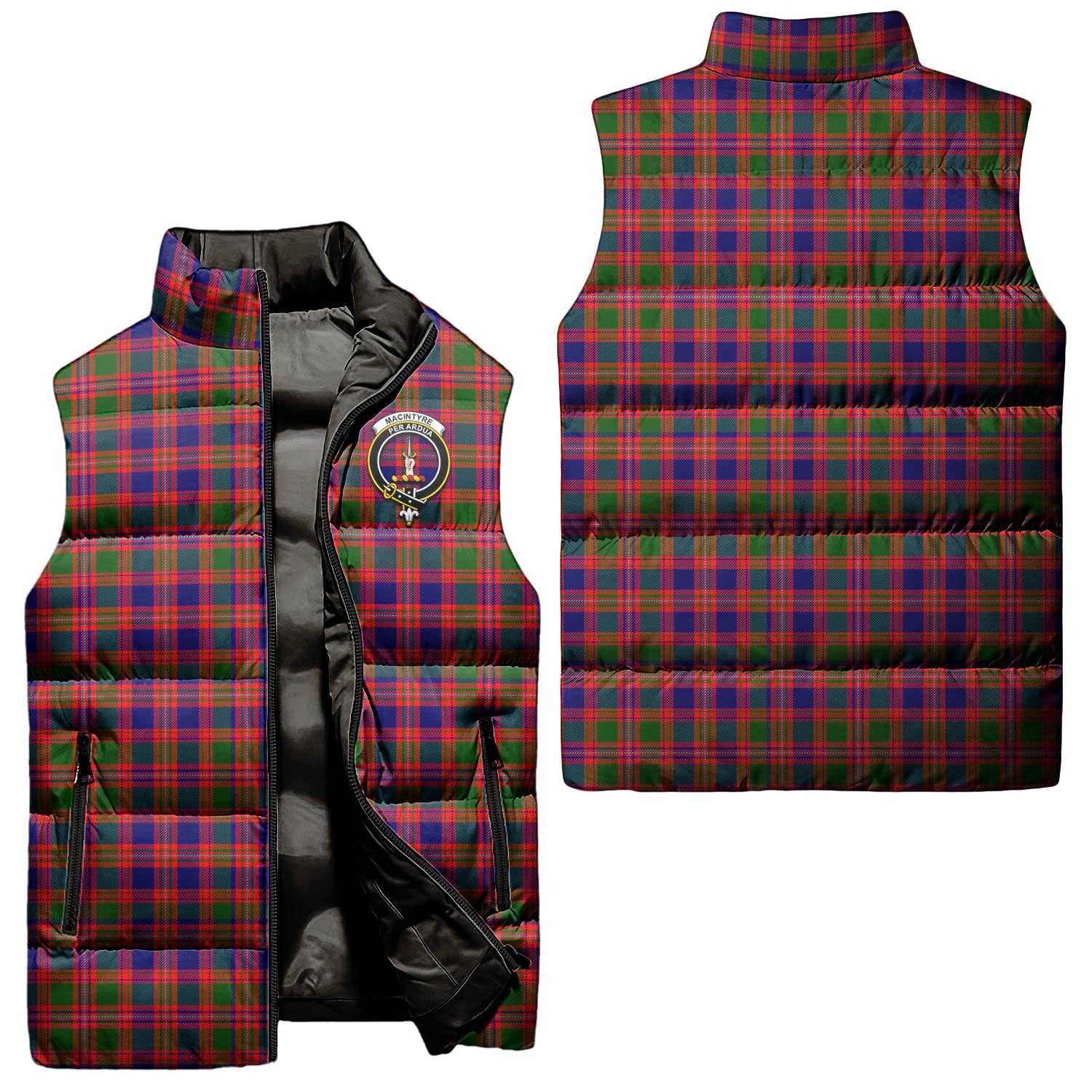 MacIntyre Modern Tartan Sleeveless Puffer Jacket with Family Crest Unisex - Tartanvibesclothing