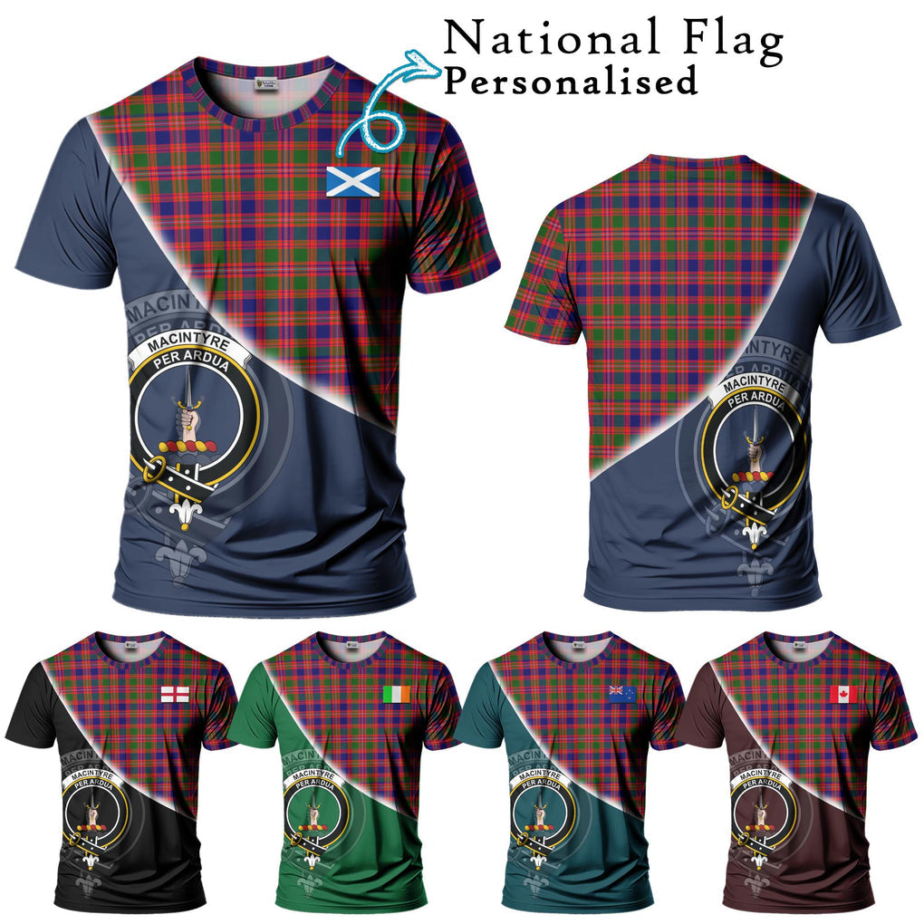 MacIntyre Modern Tartan T-Shirt with Personalised National Flag and Family Crest Half Style Kid's Shirt - Tartanvibesclothing Shop