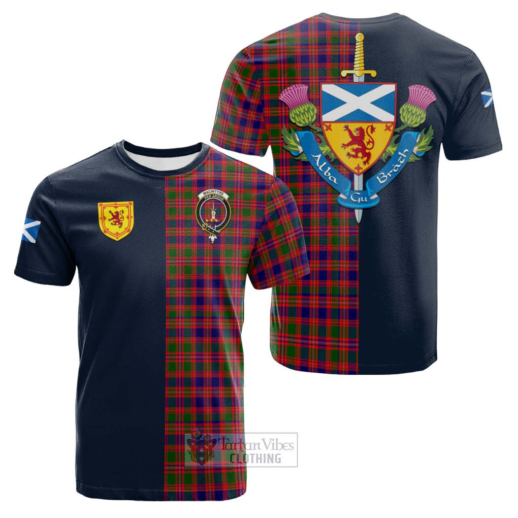 Tartan Vibes Clothing MacIntyre Modern Tartan Cotton T-shirt with Scottish Lion Royal Arm Half Style