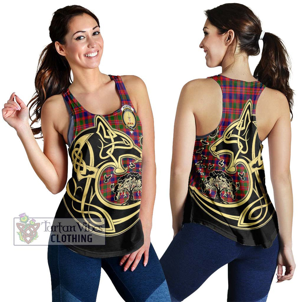 MacIntyre Modern Tartan Women's Racerback Tanks with Family Crest Celtic Wolf Style 4XL - Tartan Vibes Clothing