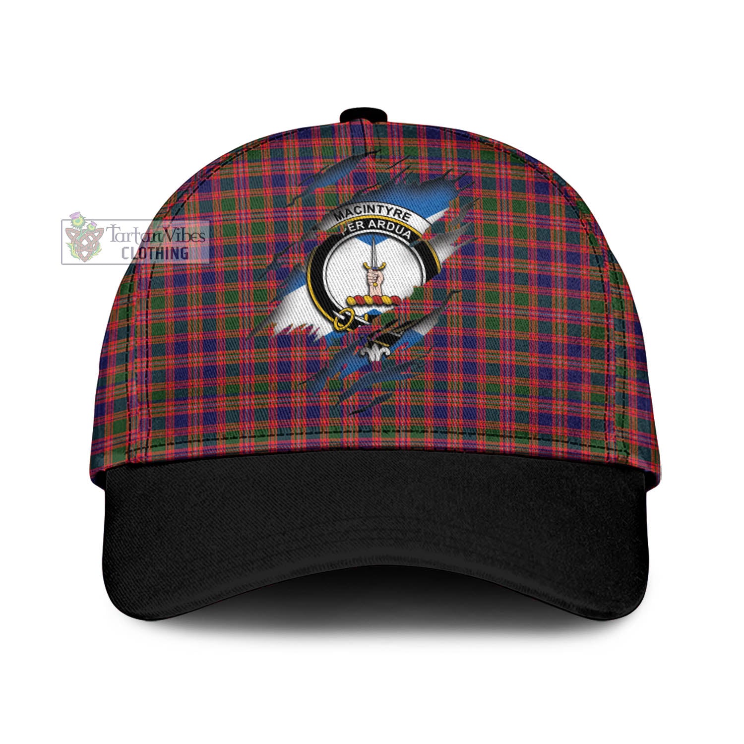 Tartan Vibes Clothing MacIntyre Modern Tartan Classic Cap with Family Crest In Me Style