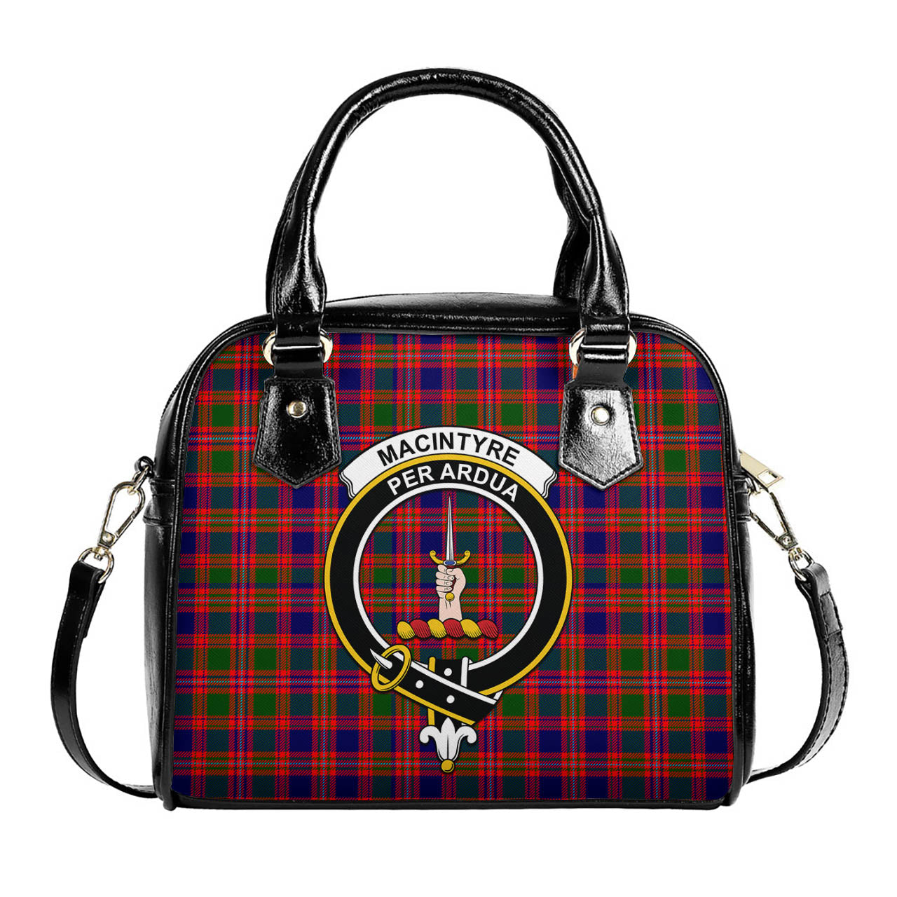 MacIntyre Modern Tartan Shoulder Handbags with Family Crest One Size 6*25*22 cm - Tartanvibesclothing