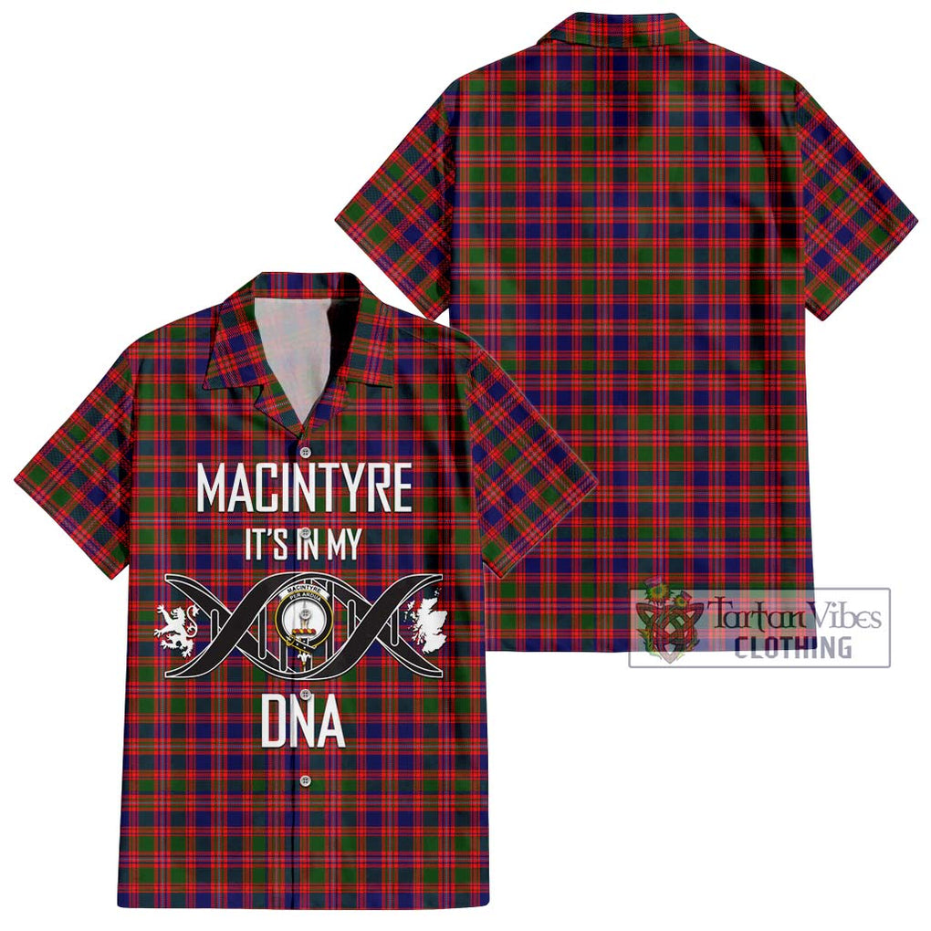 MacIntyre Modern Tartan Short Sleeve Button Shirt with Family Crest DNA In Me Style Kid - Tartanvibesclothing Shop