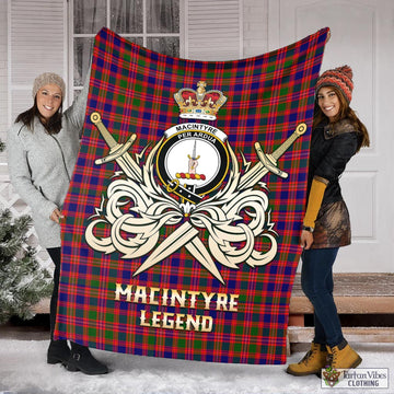 MacIntyre Modern Tartan Blanket with Clan Crest and the Golden Sword of Courageous Legacy