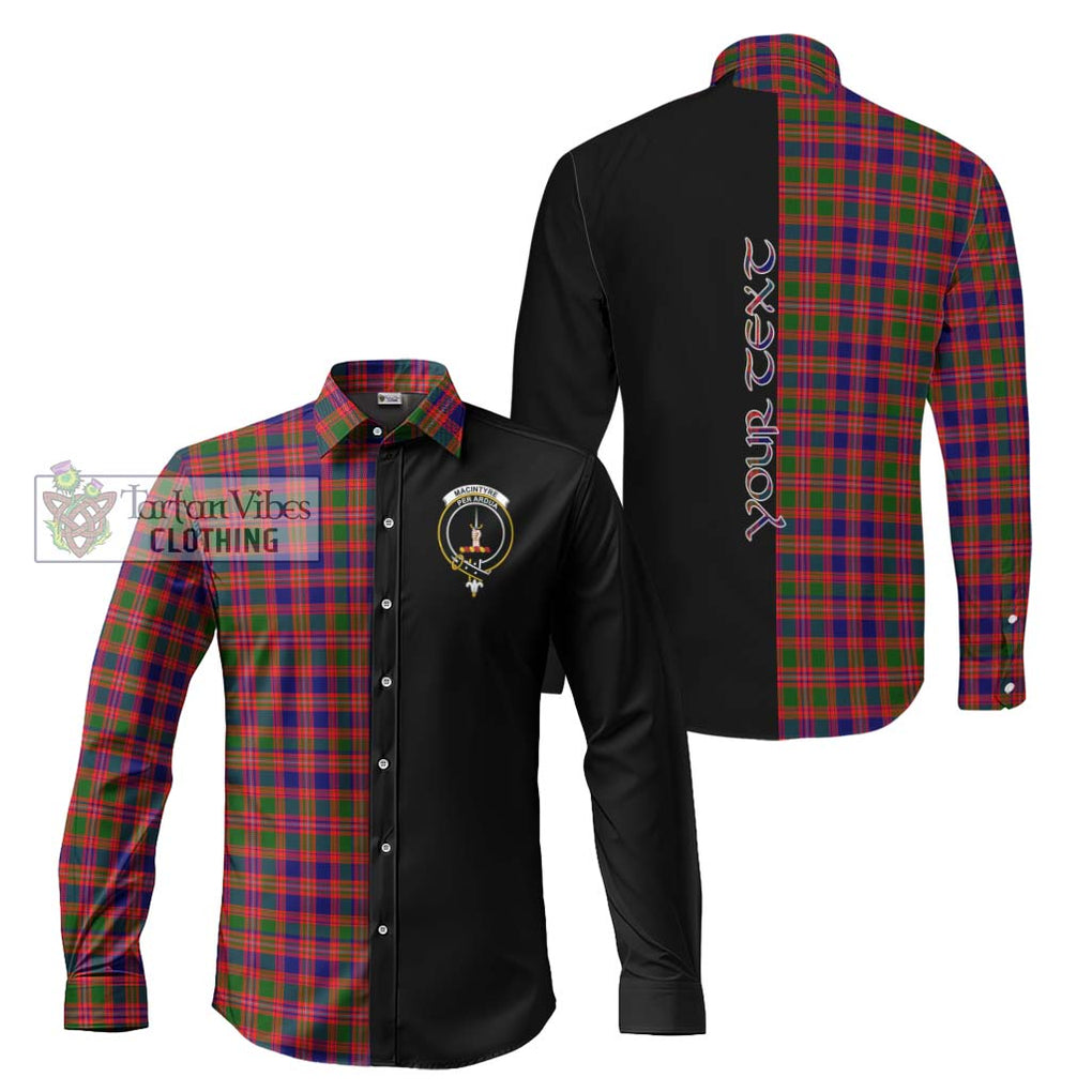 MacIntyre Modern Tartan Long Sleeve Button Shirt with Family Crest and Half Of Me Style Men's Shirt S - Tartanvibesclothing Shop