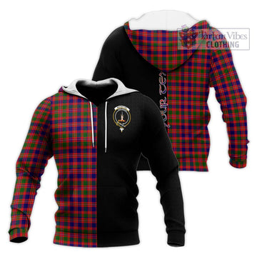 MacIntyre Modern Tartan Knitted Hoodie with Family Crest and Half Of Me Style