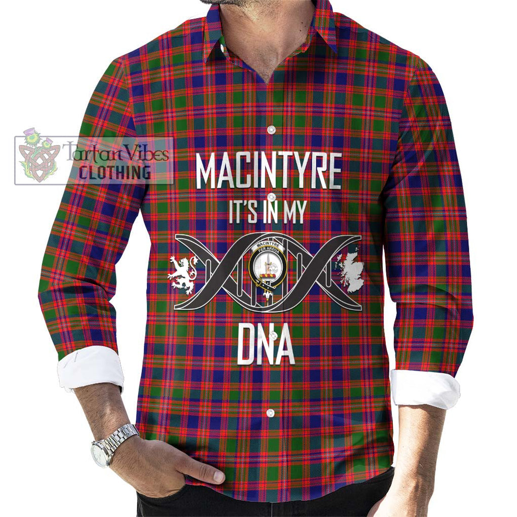 MacIntyre Modern Tartan Long Sleeve Button Shirt with Family Crest DNA In Me Style Men's Shirt S - Tartanvibesclothing Shop