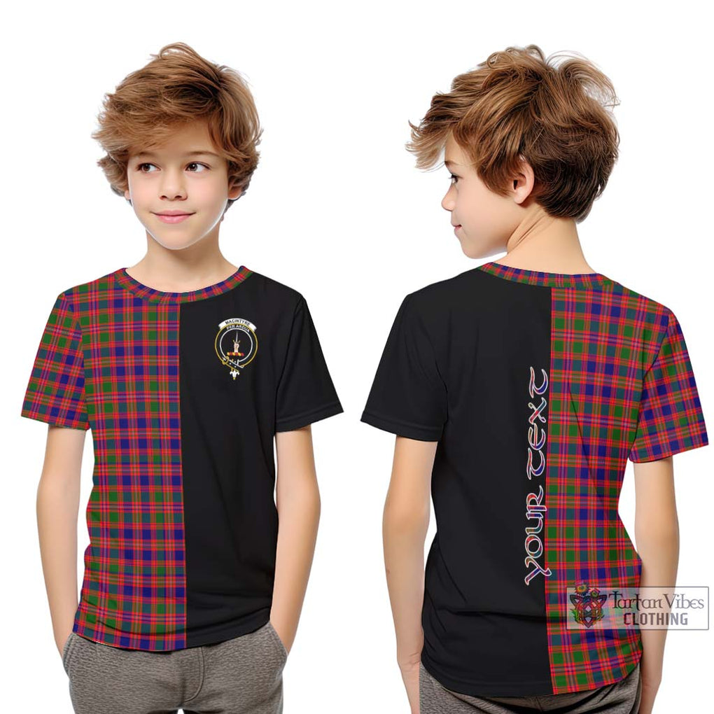 MacIntyre Modern Tartan Kid T-Shirt with Family Crest and Half Of Me Style Youth XL Size14 - Tartanvibesclothing Shop