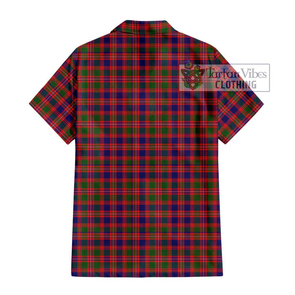 MacIntyre Modern Tartan Short Sleeve Button Shirt with Family Crest DNA In Me Style - Tartanvibesclothing Shop