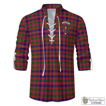 MacIntyre Modern Tartan Men's Scottish Traditional Jacobite Ghillie Kilt Shirt with Family Crest