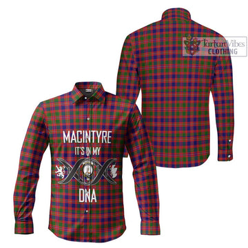 MacIntyre Modern Tartan Long Sleeve Button Shirt with Family Crest DNA In Me Style