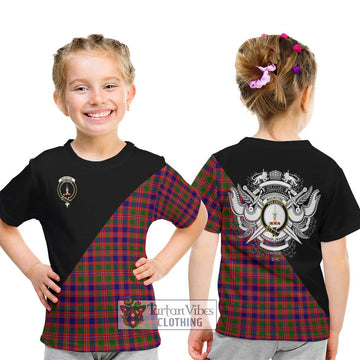 MacIntyre Modern Tartan Kid T-Shirt with Family Crest and Military Logo Style