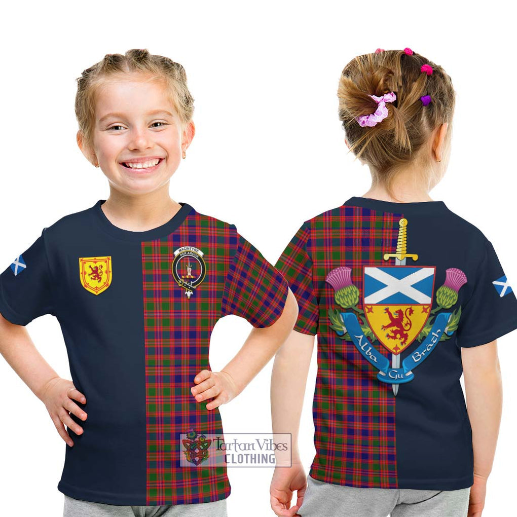 Tartan Vibes Clothing MacIntyre Modern Tartan Kid T-Shirt with Scottish Lion Royal Arm Half Style