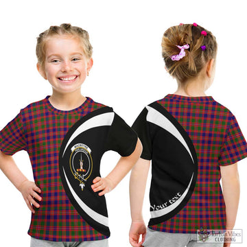 MacIntyre Modern Tartan Kid T-Shirt with Family Crest Circle Style