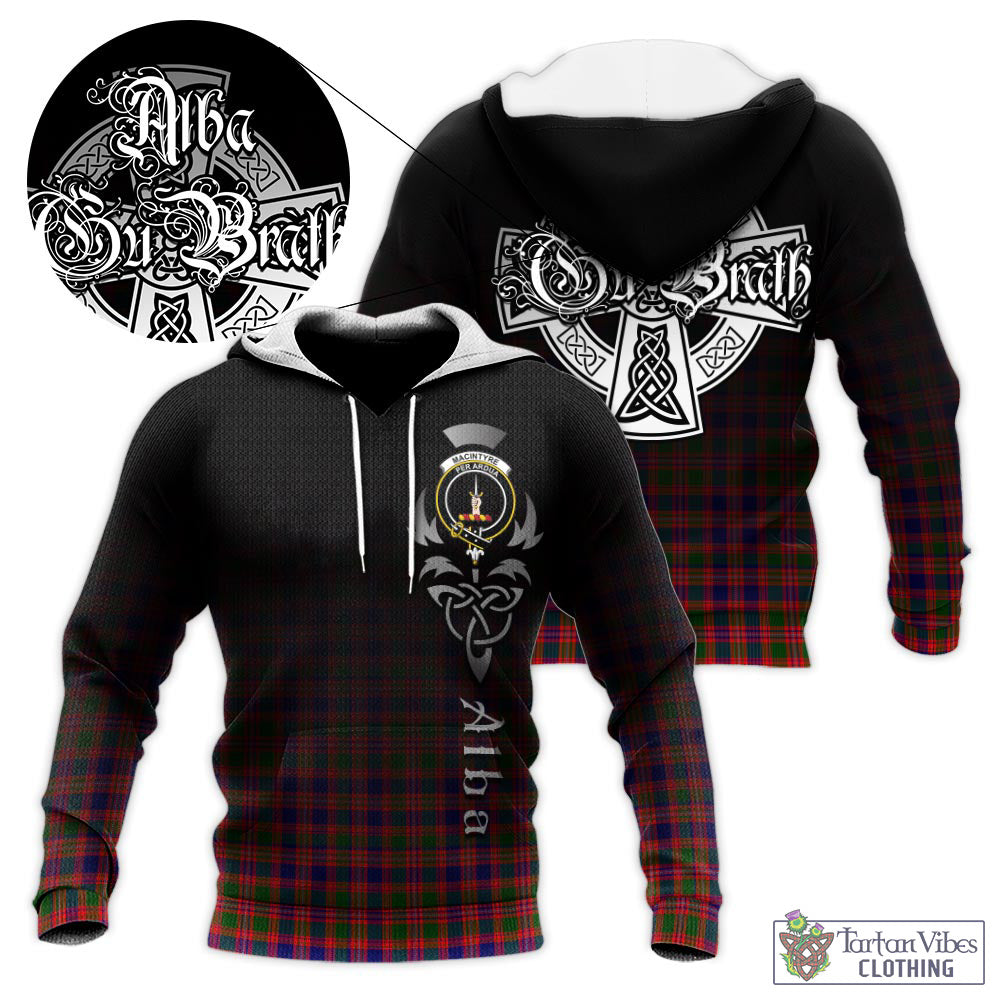 Tartan Vibes Clothing MacIntyre Modern Tartan Knitted Hoodie Featuring Alba Gu Brath Family Crest Celtic Inspired