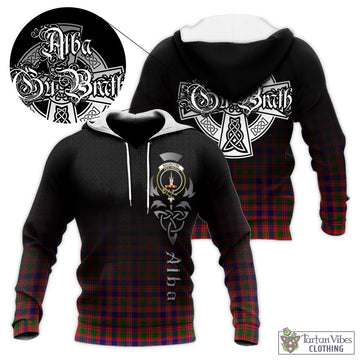 MacIntyre Modern Tartan Knitted Hoodie Featuring Alba Gu Brath Family Crest Celtic Inspired