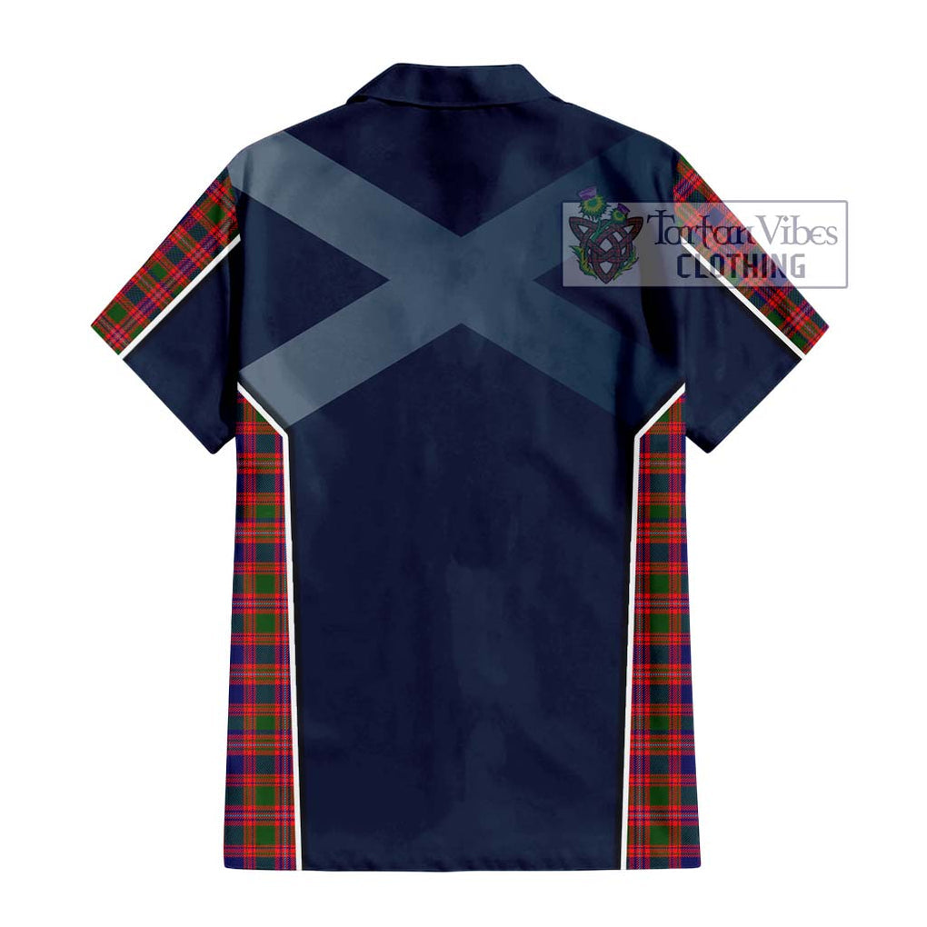 MacIntyre Modern Tartan Short Sleeve Button Shirt with Family Crest and Lion Rampant Vibes Sport Style - Tartan Vibes Clothing