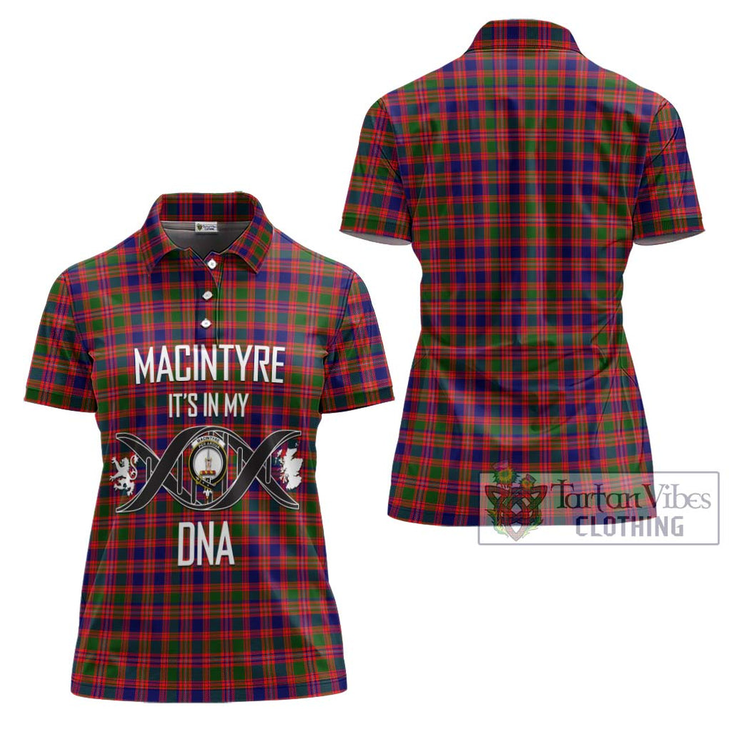 MacIntyre Modern Tartan Women's Polo Shirt with Family Crest DNA In Me Style - Tartanvibesclothing Shop