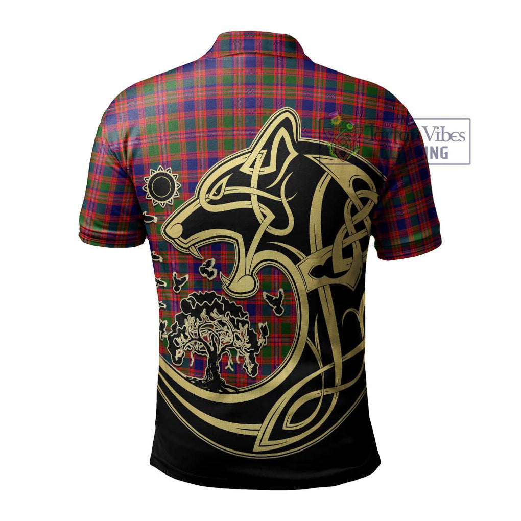 MacIntyre Modern Tartan Polo Shirt with Family Crest Celtic Wolf Style - Tartanvibesclothing Shop