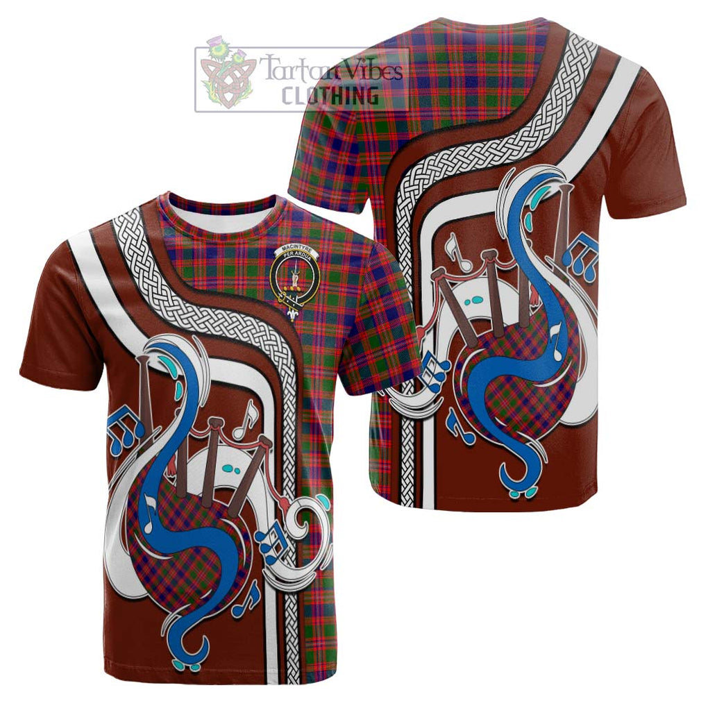 Tartan Vibes Clothing MacIntyre Modern Tartan Cotton T-shirt with Epic Bagpipe Style