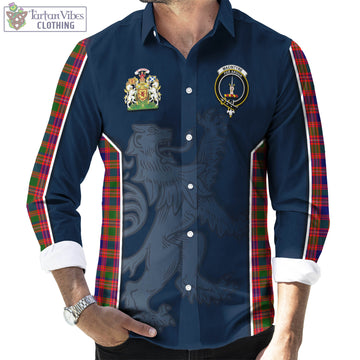 MacIntyre Modern Tartan Long Sleeve Button Up Shirt with Family Crest and Lion Rampant Vibes Sport Style