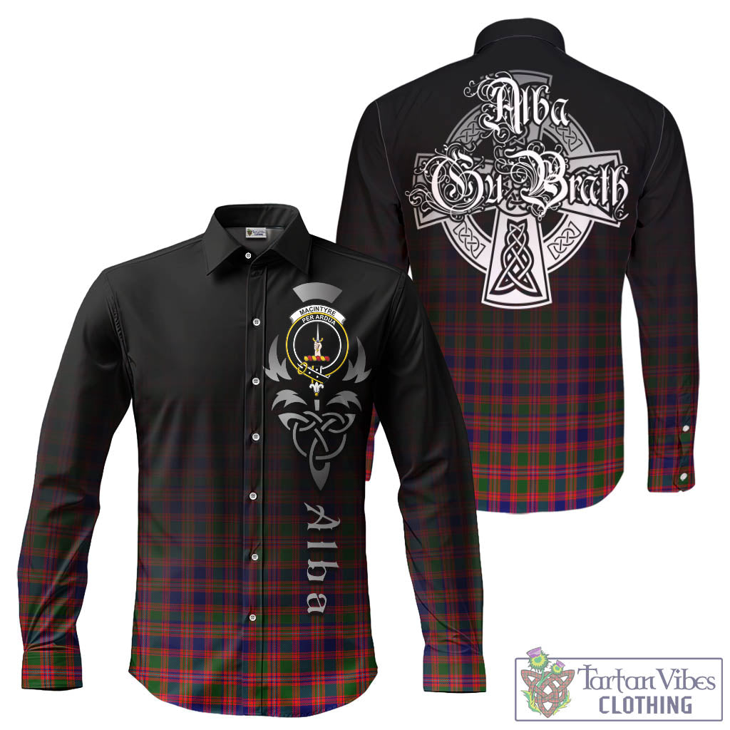 Tartan Vibes Clothing MacIntyre Modern Tartan Long Sleeve Button Up Featuring Alba Gu Brath Family Crest Celtic Inspired