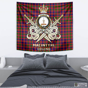 MacIntyre Modern Tartan Tapestry with Clan Crest and the Golden Sword of Courageous Legacy