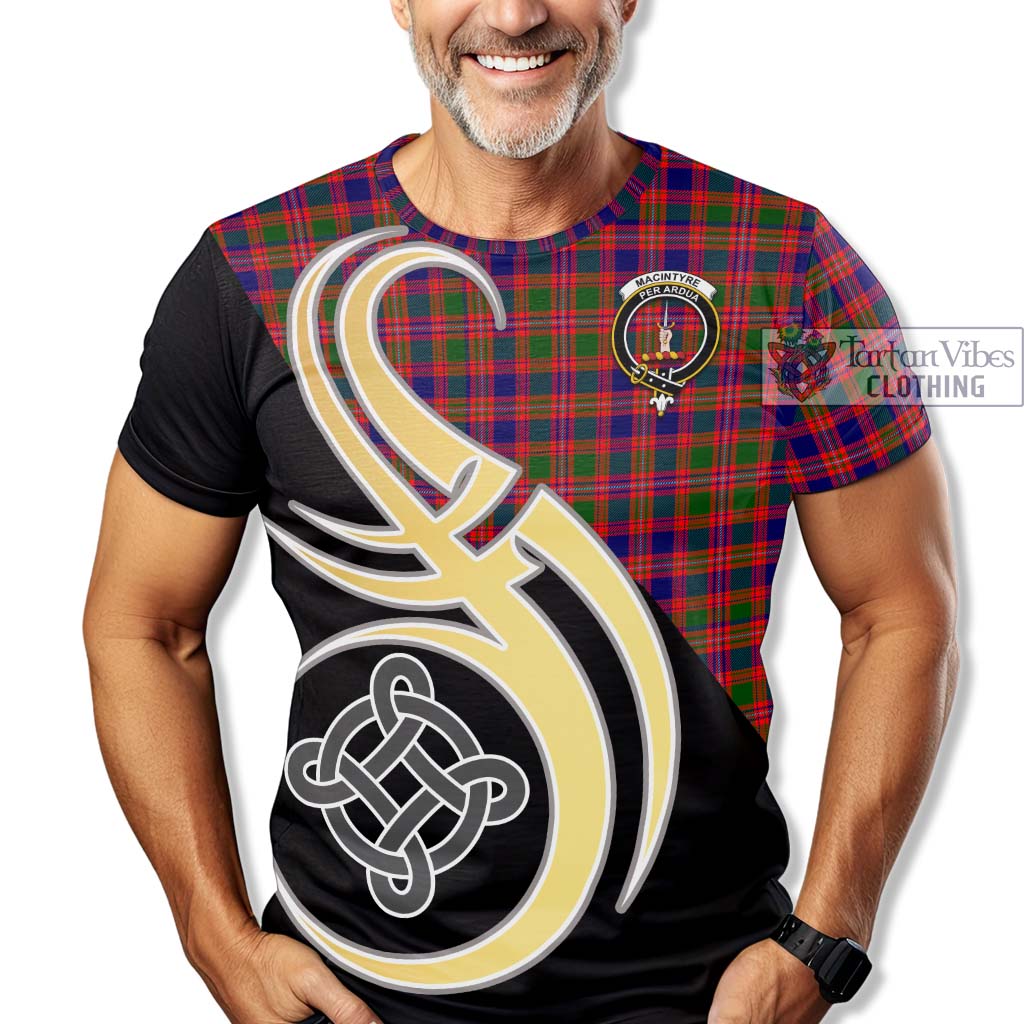 Tartan Vibes Clothing MacIntyre Modern Tartan T-Shirt with Family Crest and Celtic Symbol Style