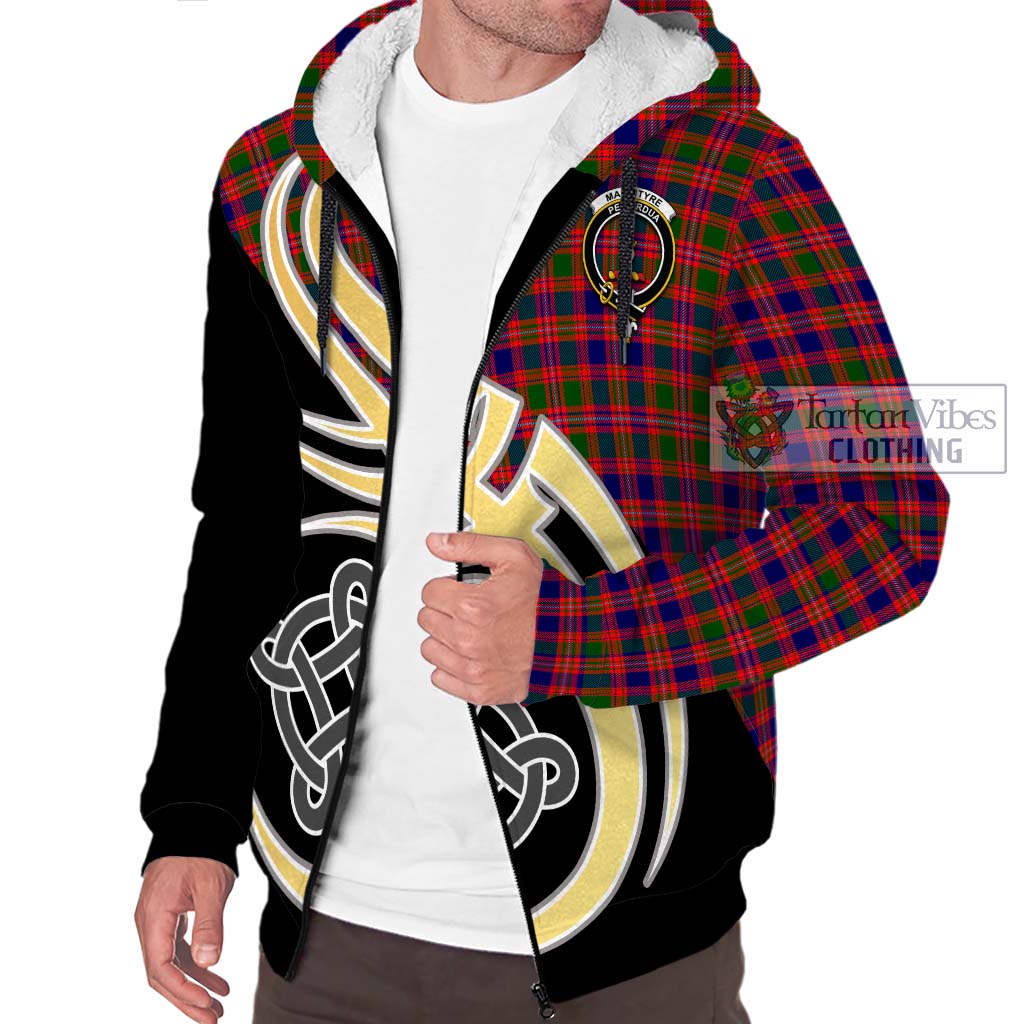 MacIntyre Modern Tartan Sherpa Hoodie with Family Crest and Celtic Symbol Style - Tartan Vibes Clothing